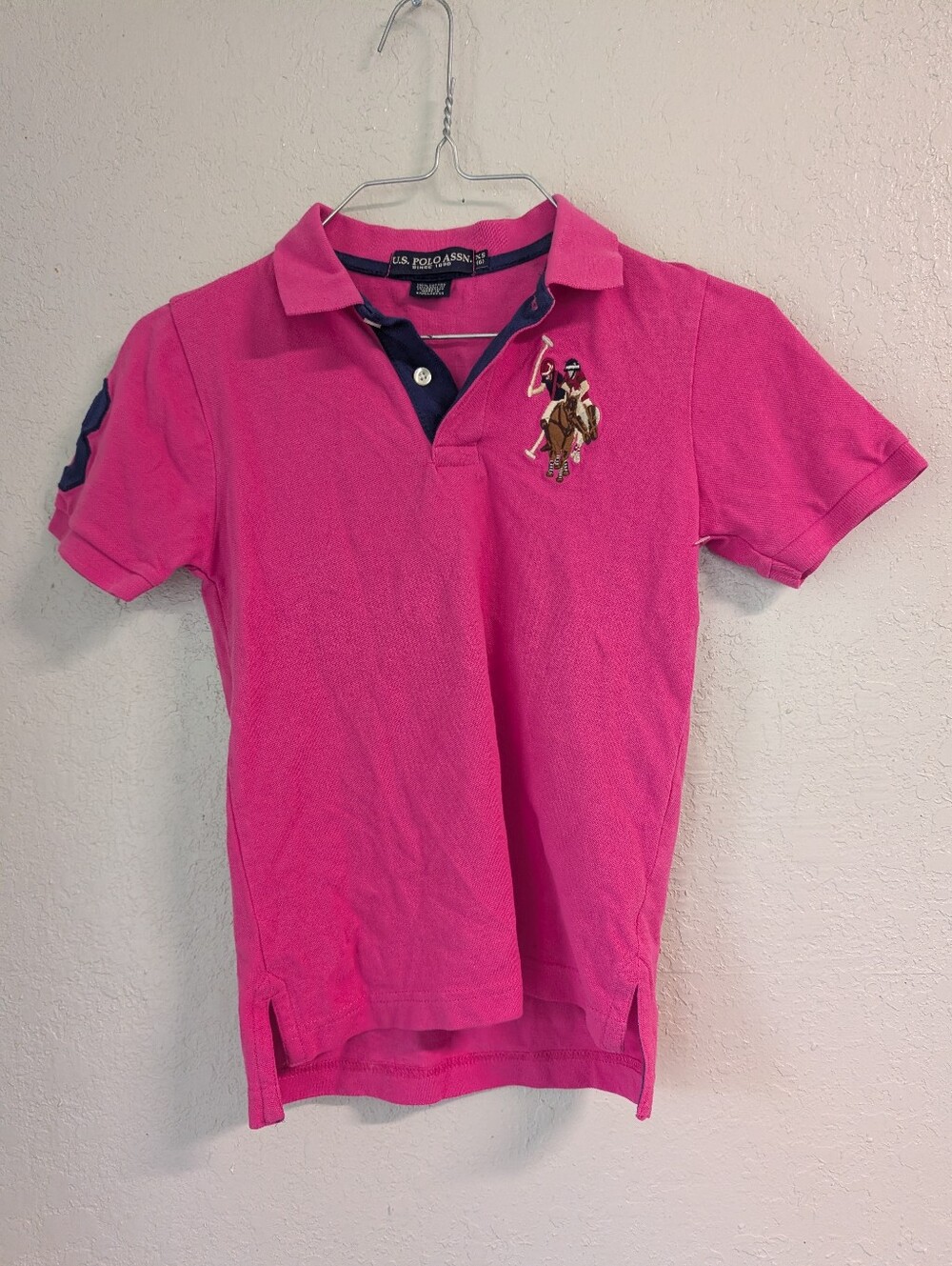 U.S. Polo Assn. Bright Pink Polo Kids XS 6 Colorful Polo Emblem